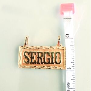 14k Solid Gold Plaque Pendant Name Sergio